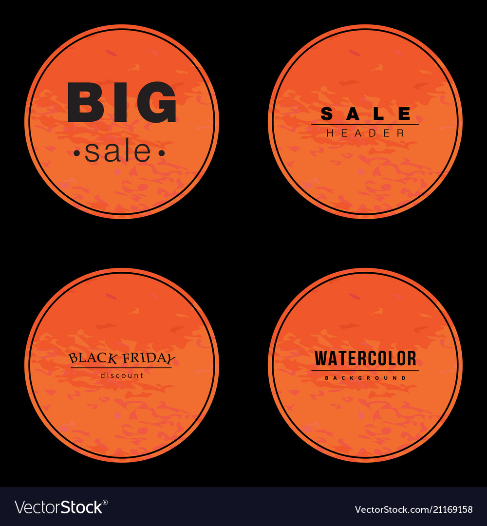 Watercolor circle background set with text vector image Watercolor circle background set with text