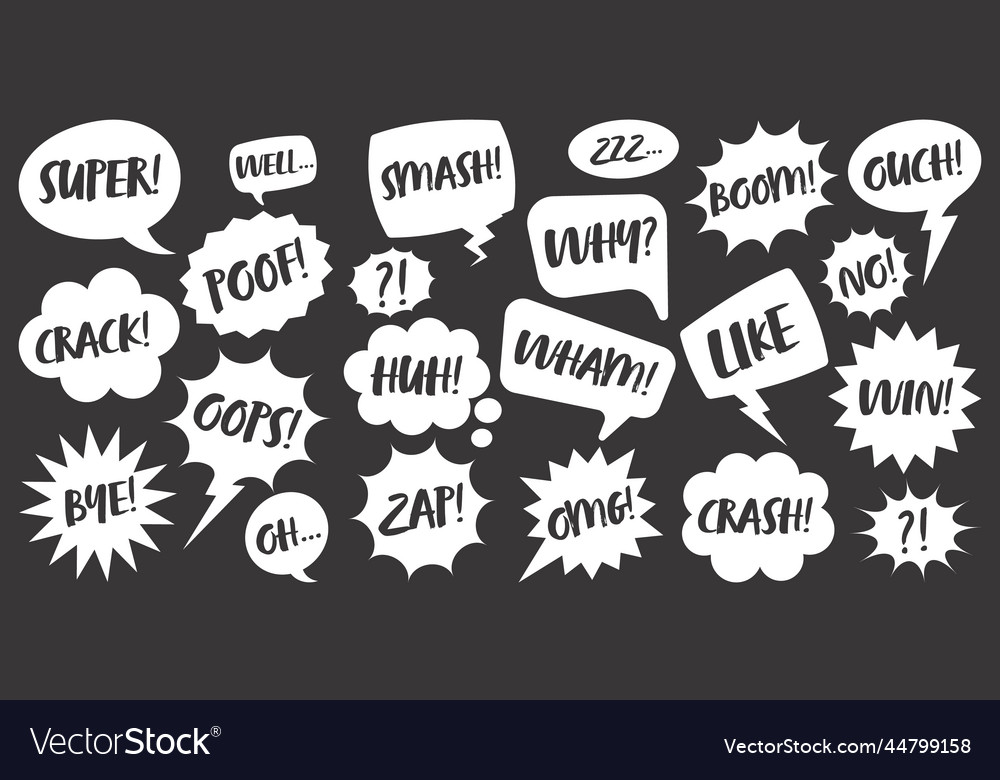 White comic speech bubbles with handwritten text Vector Image