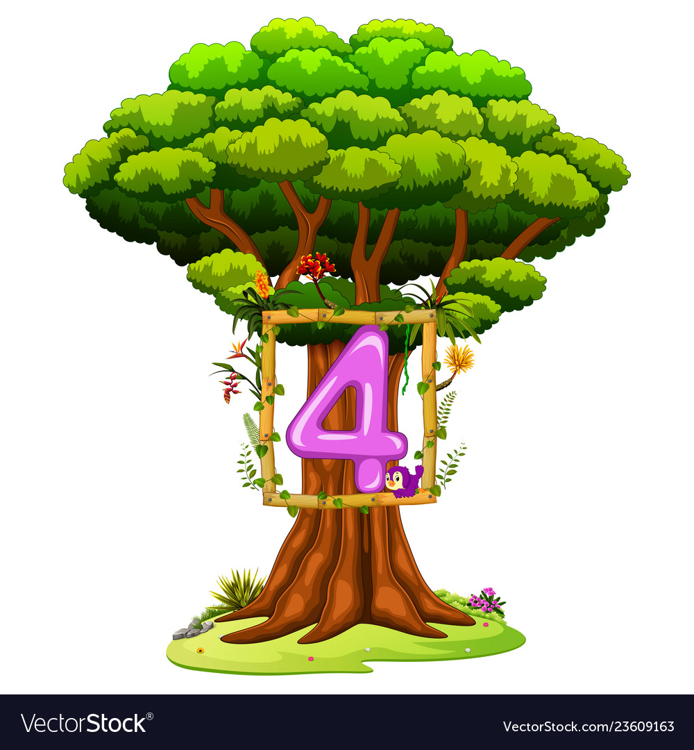 A tree with number four figure vector image A tree with number four figure
