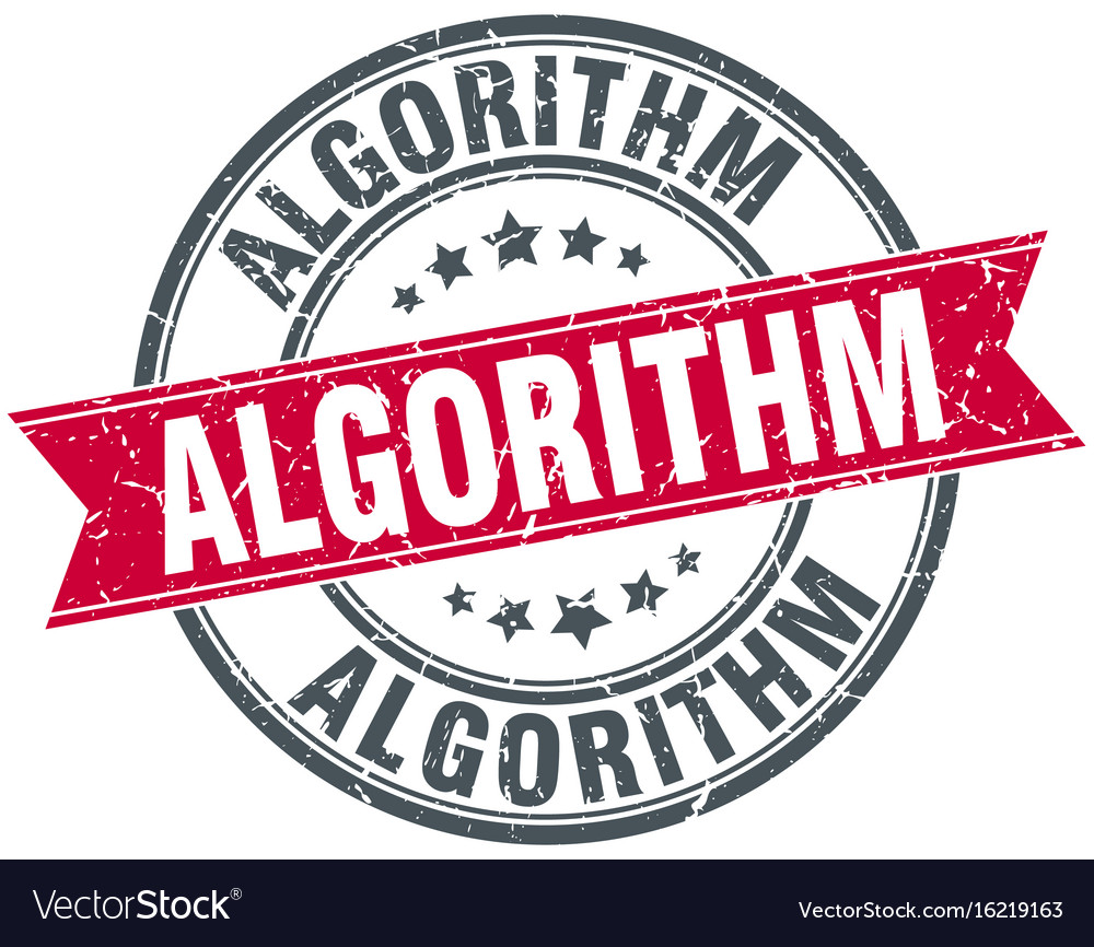Algorithm round grunge ribbon stamp