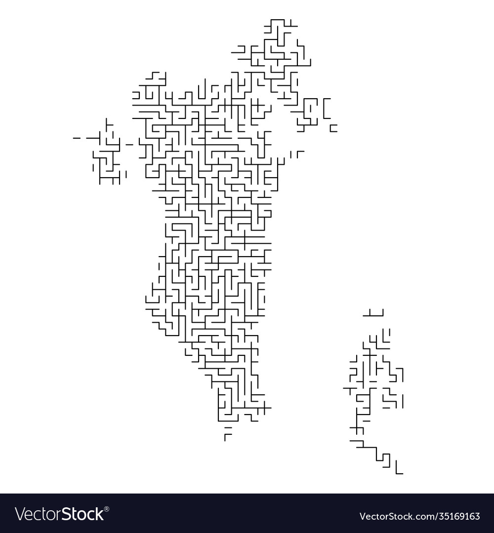 Bahrain map from black pattern maze grid vector image Bahrain map from black pattern maze grid