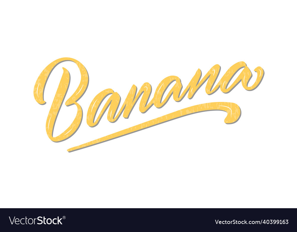 Banana yellow handwritten word with texture