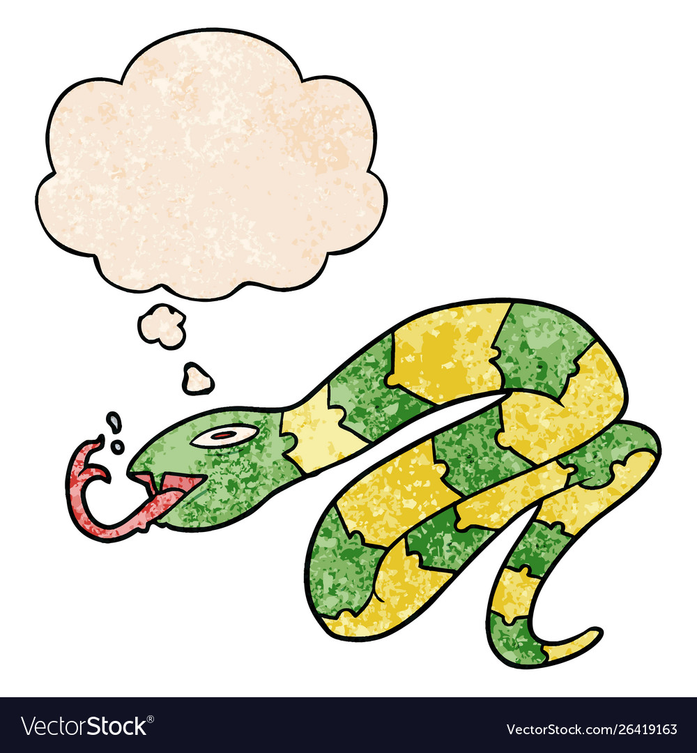 Cartoon hissing snake and thought bubble Vector Image Cartoon hissing snake and thought bubble Vector Image
