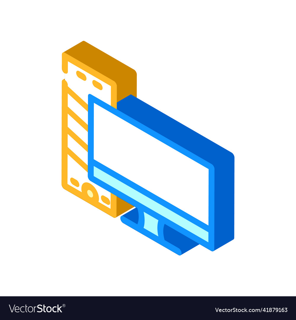 Computer with monitor isometric icon vector image Computer with monitor isometric icon