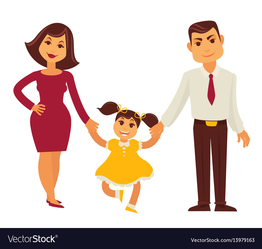 Mom Dad And Baby Girl Cartoon - Get Images Four