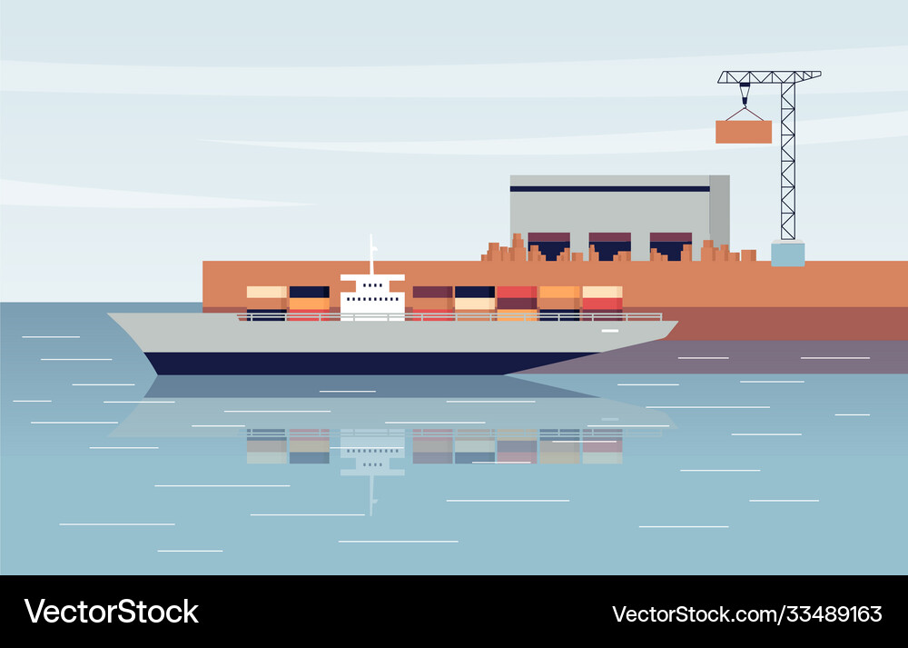 Flat a cargo ship Royalty Free Vector Image - VectorStock