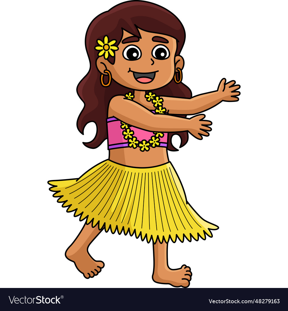 Girl Doing The Hawaiian Dance Summer Clipart Vector Image