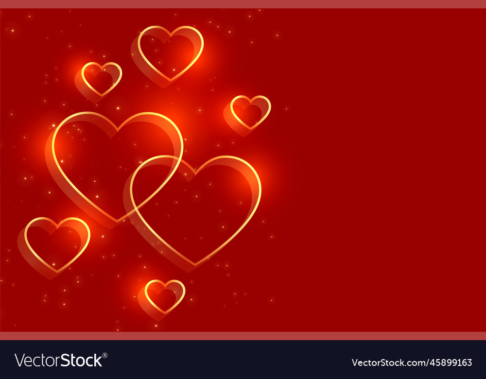 Golden hearts on red background for valentines day