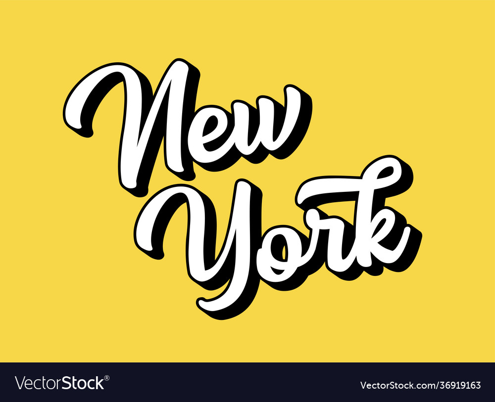 Hand sketched new york text 3d vintage retro Vector Image