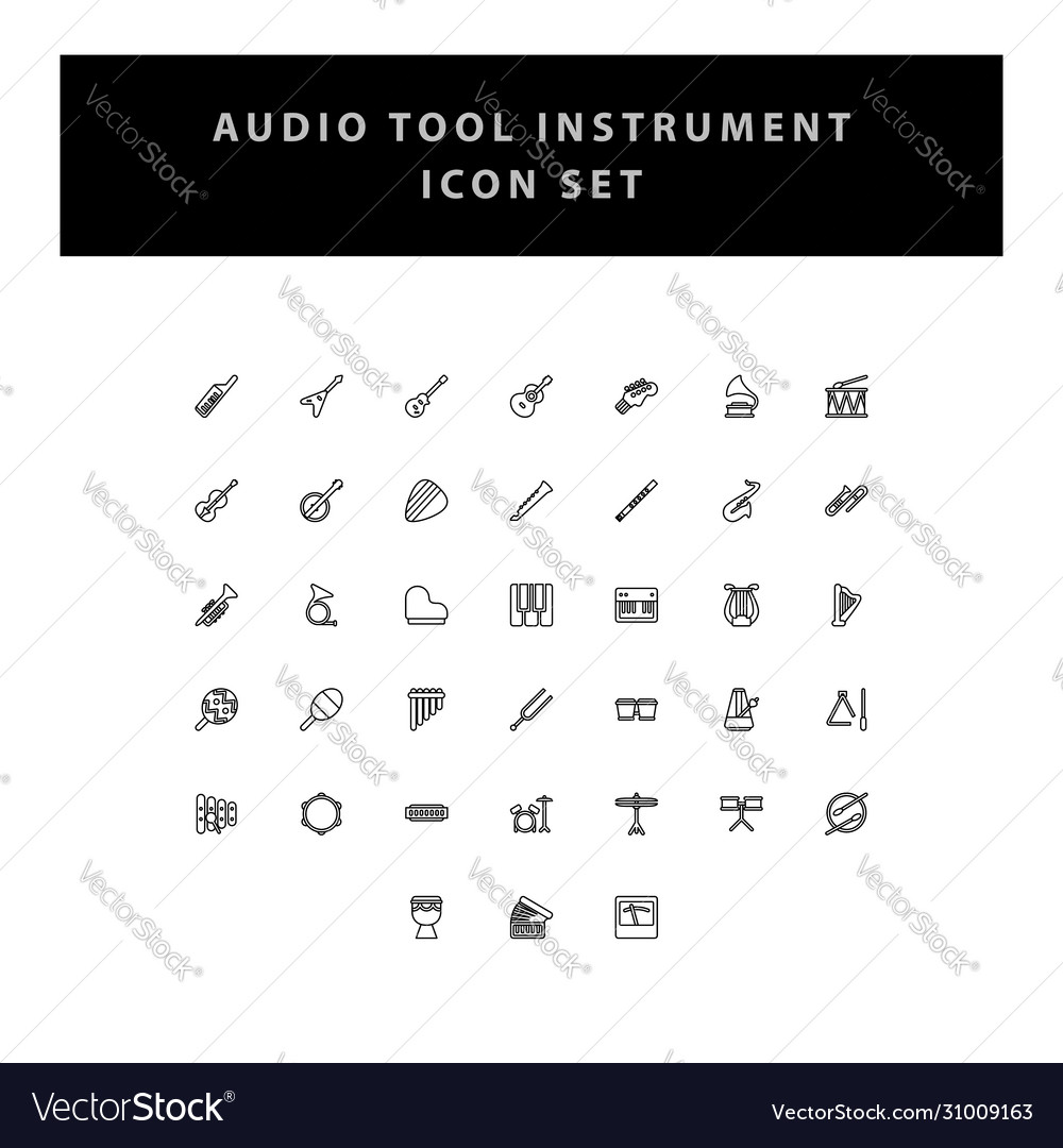 Musical Instrument Icons - Outline Style