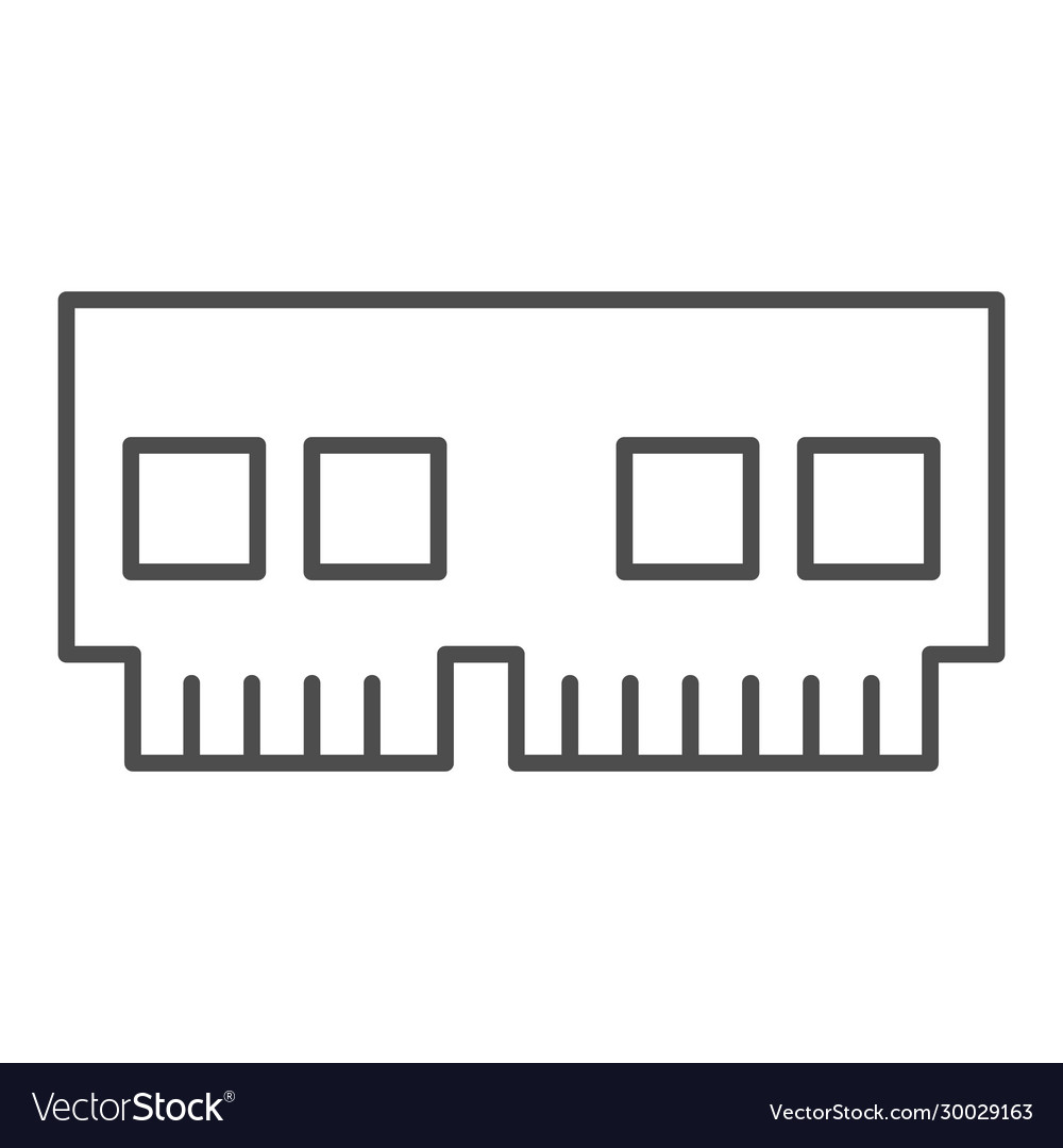 Ram thin line icon computer hardware memory chip vector image Ram thin line icon computer hardware memory chip