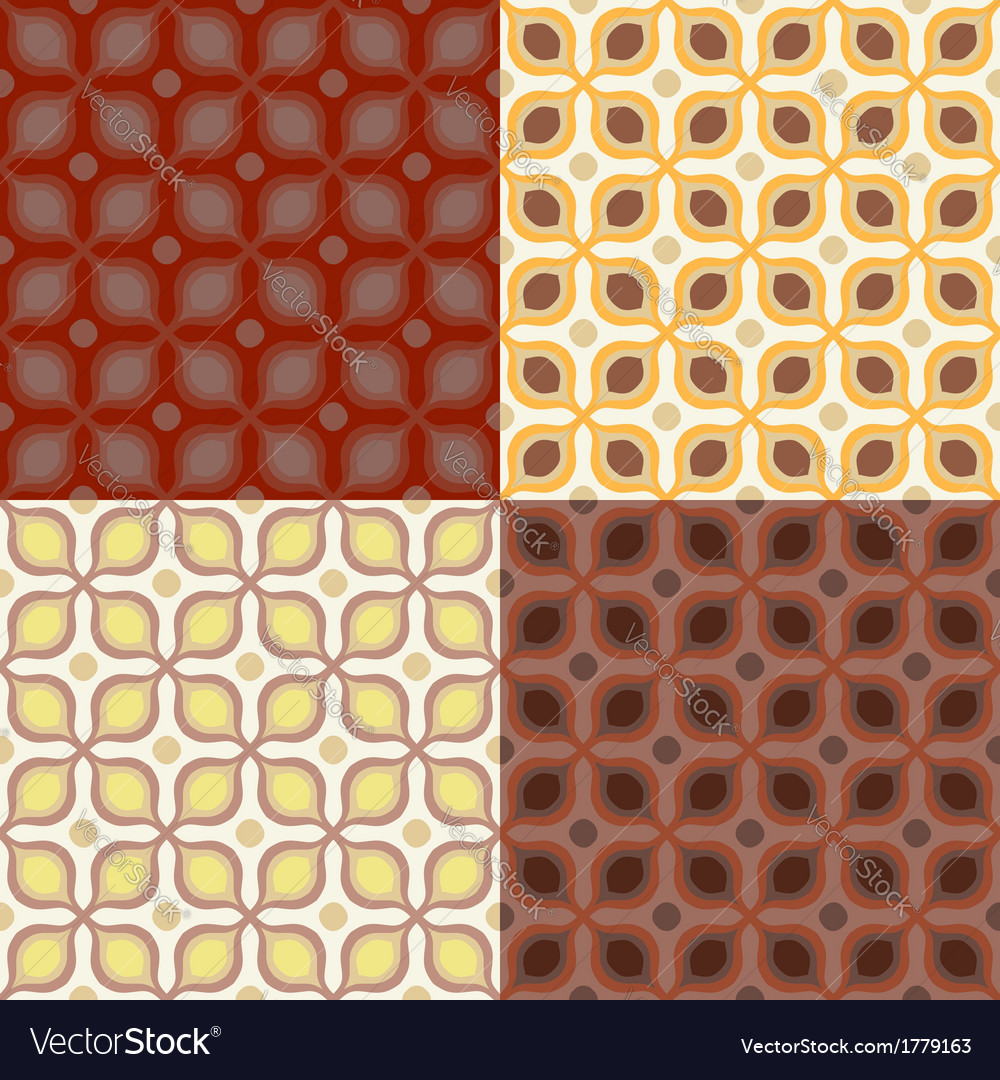 Set of 4 seamless pattern in 1970s style