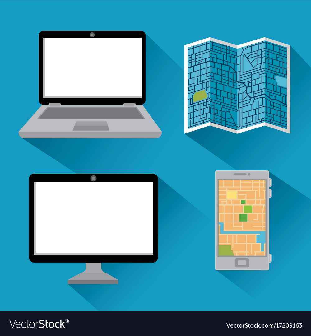 Set of gps navigation elements Royalty Free Vector Image
