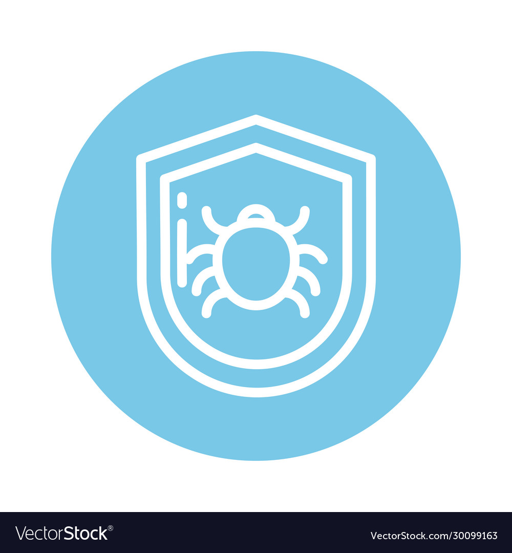 Shield with malware block and flat style icon Vector Image Shield with malware block and flat style icon