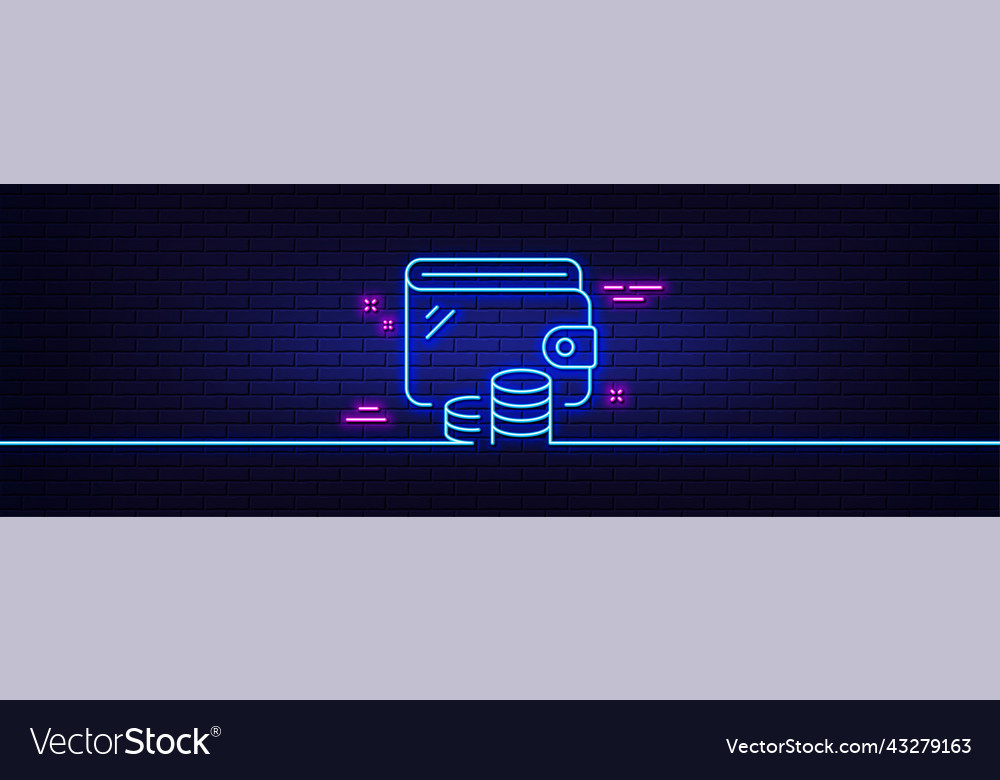 Wallet line icon money purse sign neon light Vector Image Wallet line icon money purse sign neon light