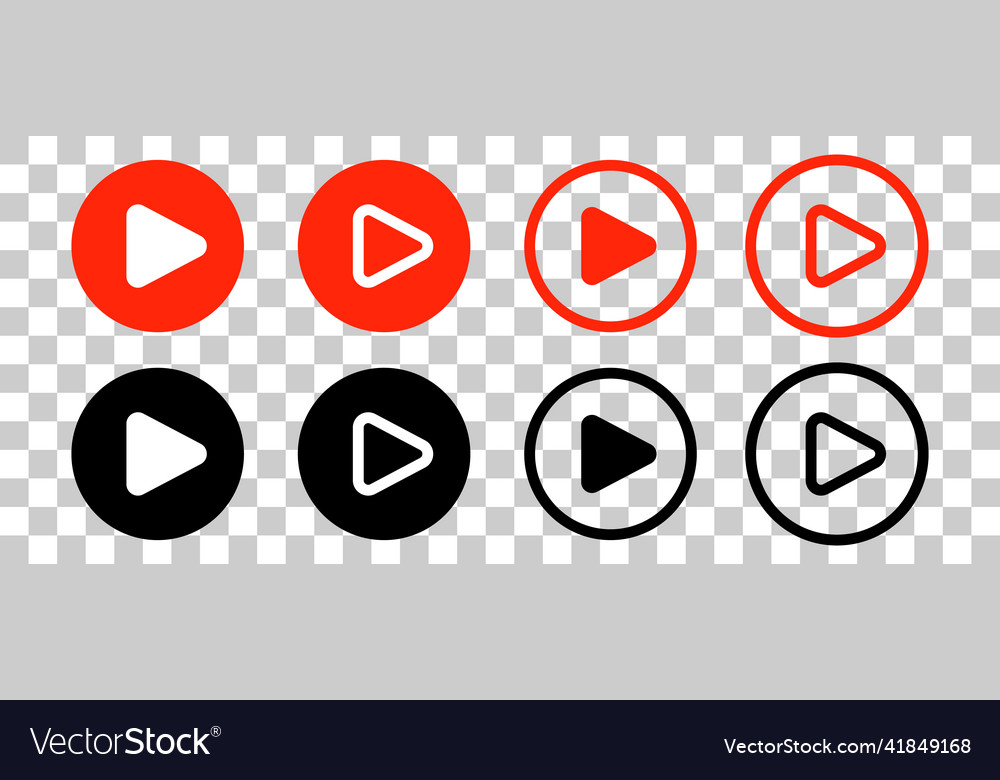 A set of play button icons isolated Vector Image A set of play button icons isolated