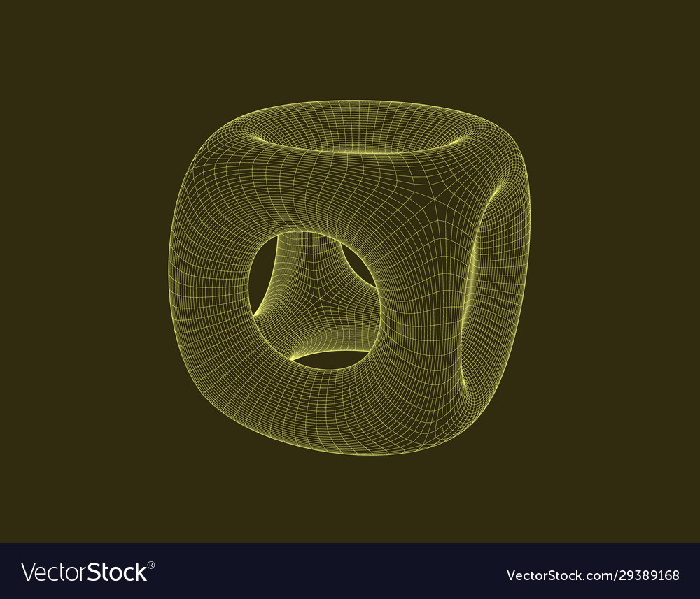Abstract cube with holes wireframe
