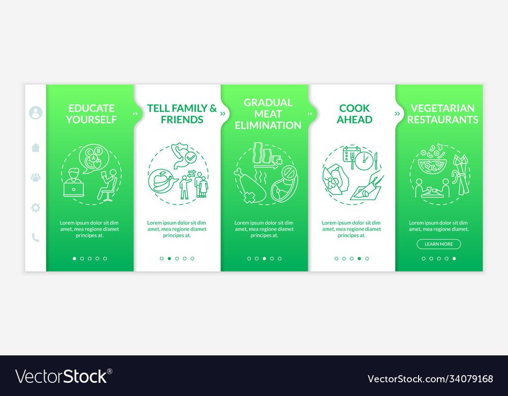 Becoming a vegetarian tips onboarding template vector image Becoming a vegetarian tips onboarding template
