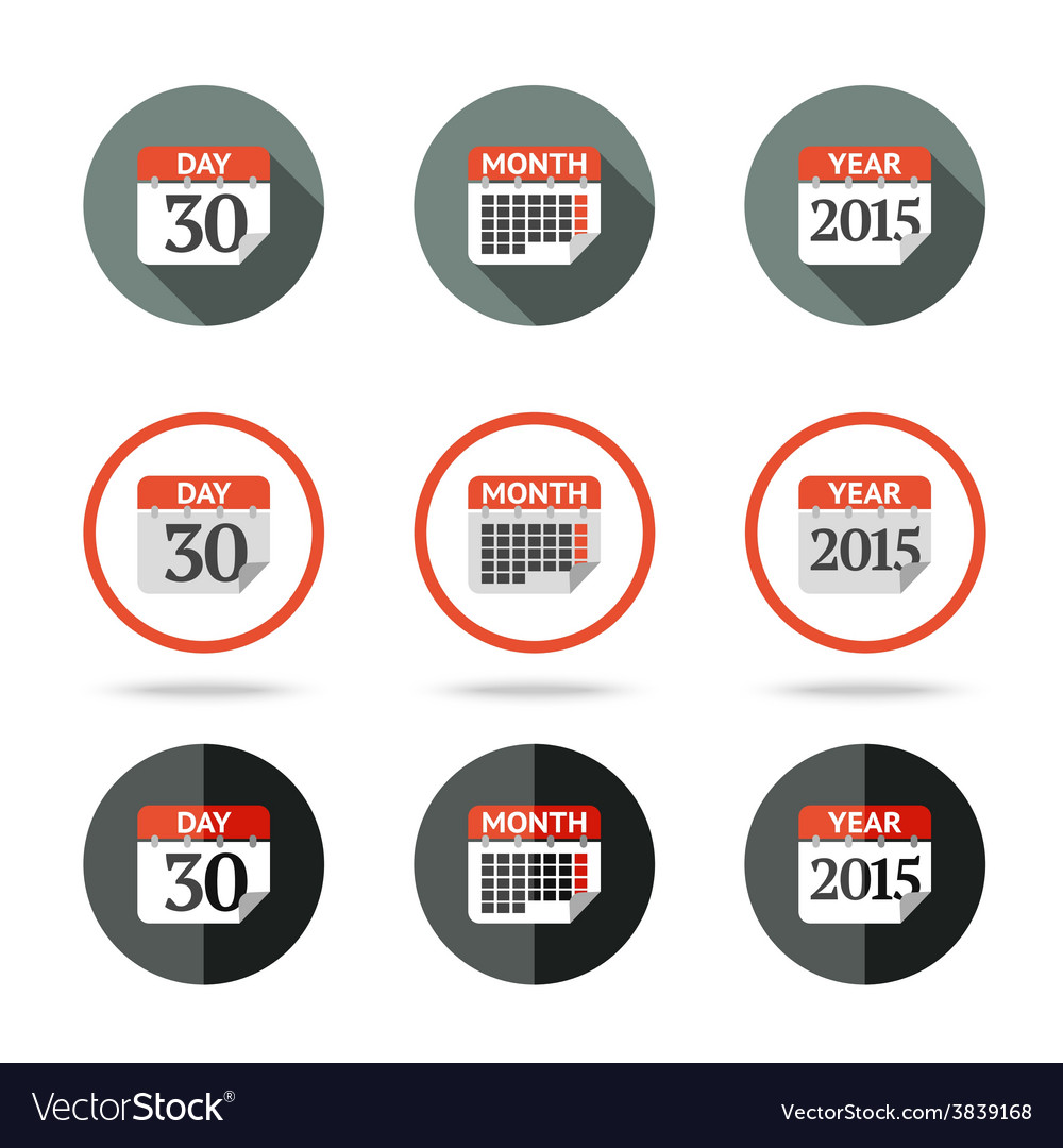 calendar-icons-set-year-month-day-different-vector-image