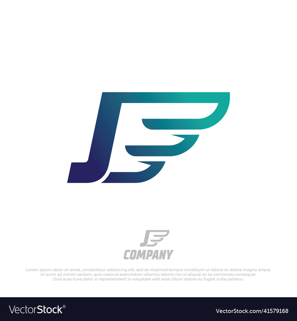 Capital letters j with fast wings design element