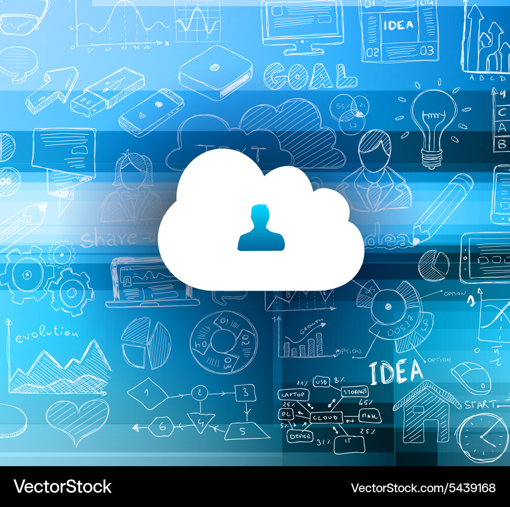 Cloud computing concept with infographics sketch Vector Image
