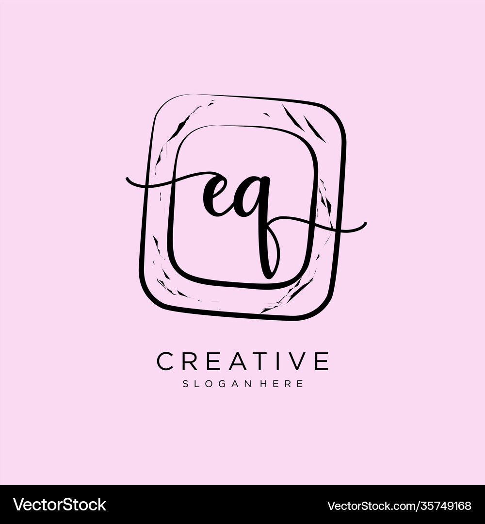 Eq initial handwriting logo template Royalty Free Vector