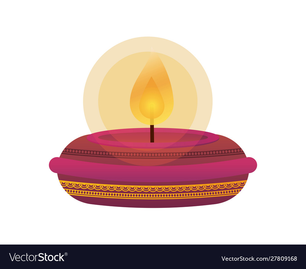 Happy diwali candle traditional icon