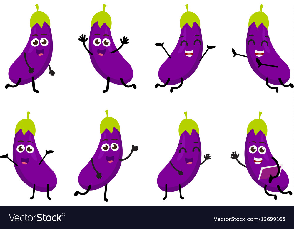 Happy eggplant cartoon character