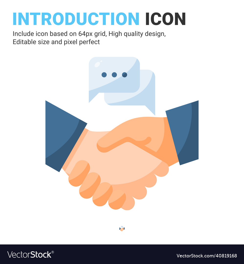 Introduction icon with flat color style isolated vector image Introduction icon with flat color style isolated