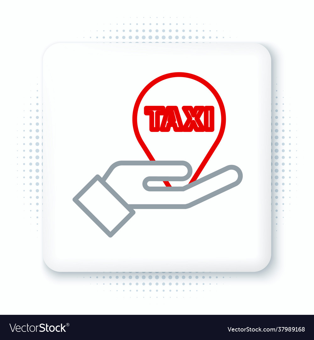 Line hand on map pointer with taxi icon isolated vector image Line hand on map pointer with taxi icon isolated