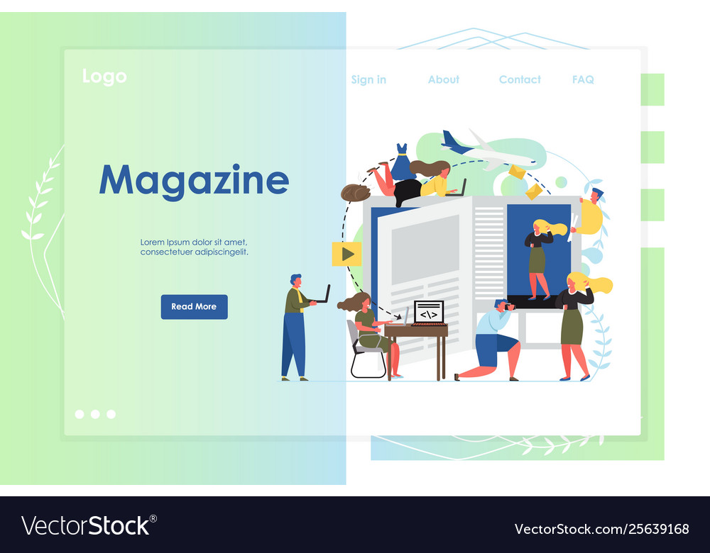 Magazine website landing page design Royalty Free Vector