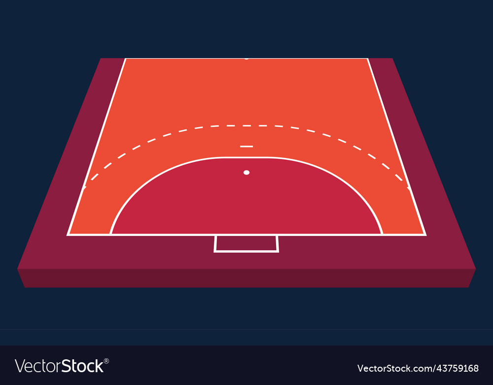 Perspective view half field for handball orange Vector Image