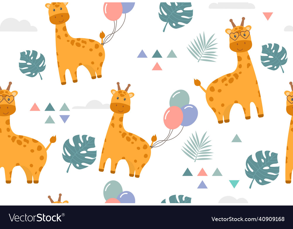 Seamless pattern with giraffe
