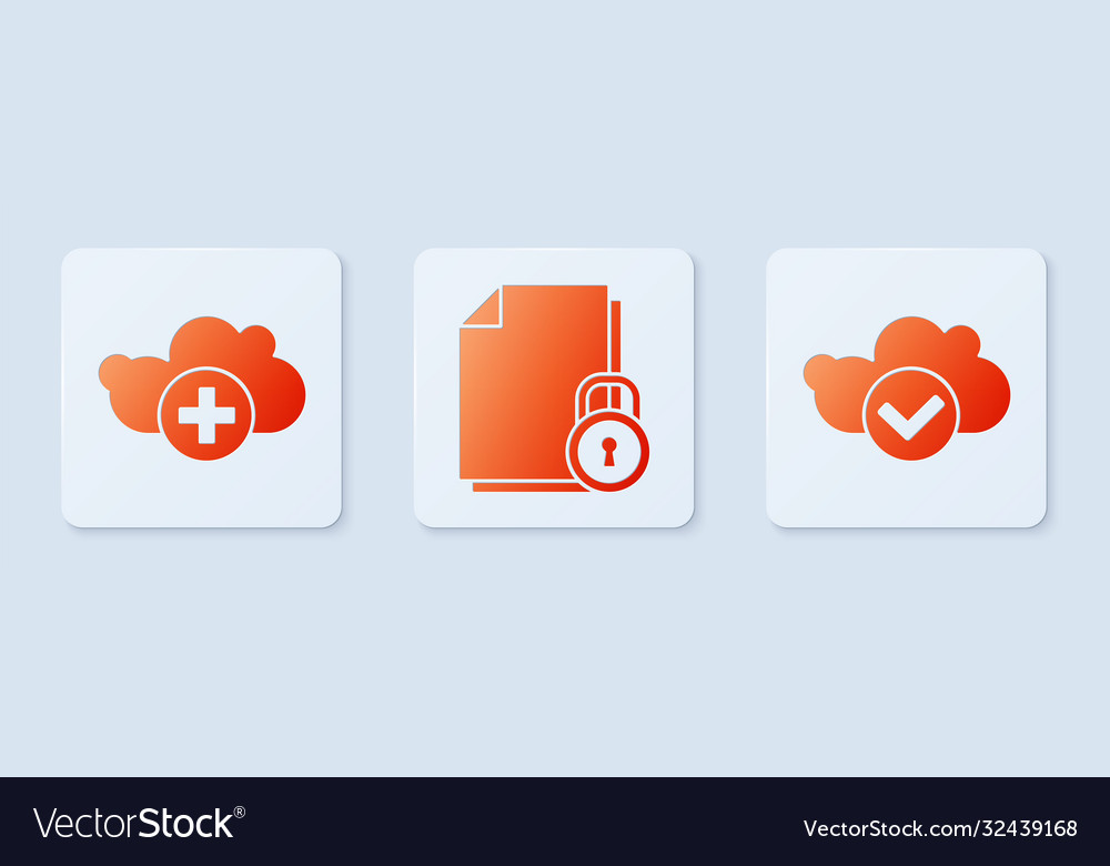 Set document and lock add cloud vector image Set document and lock add cloud