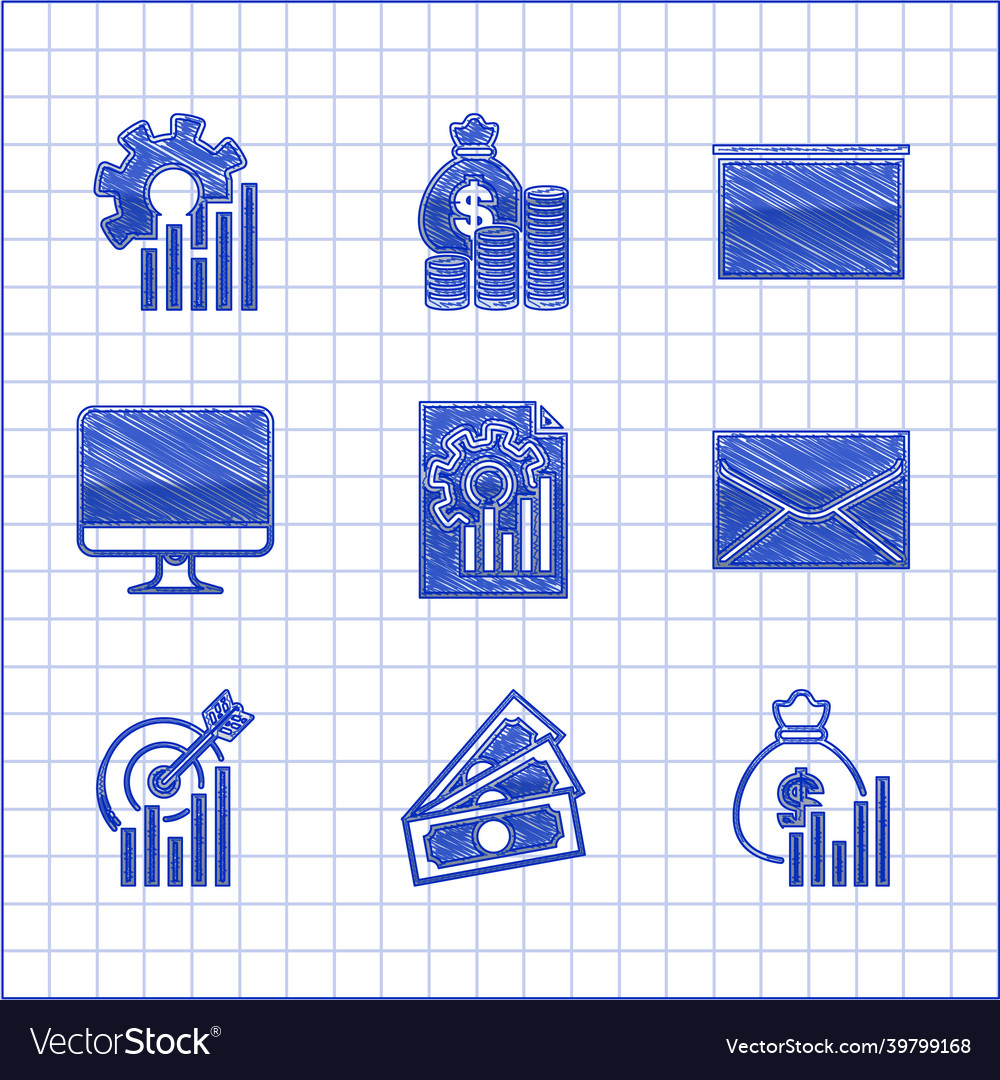 Set document with graph chart stacks paper money vector image Set document with graph chart stacks paper money