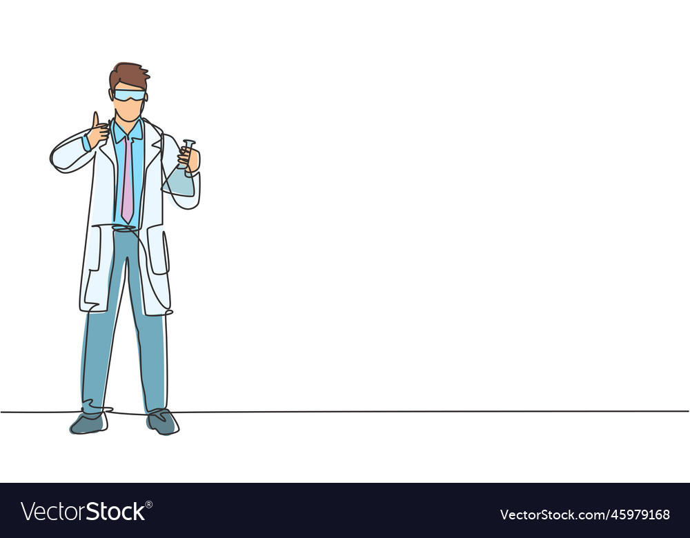 Single continuous line drawing the scientist vector image Single continuous line drawing the scientist