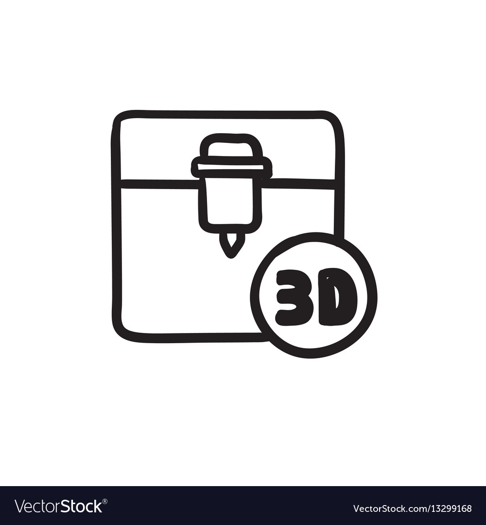 Tree d printing sketch icon