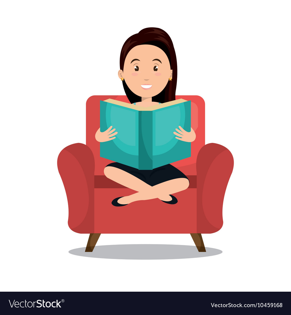 Woman reading textbook r icon Royalty Free Vector Image