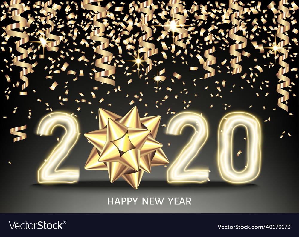 2020 happy new year black background with golden