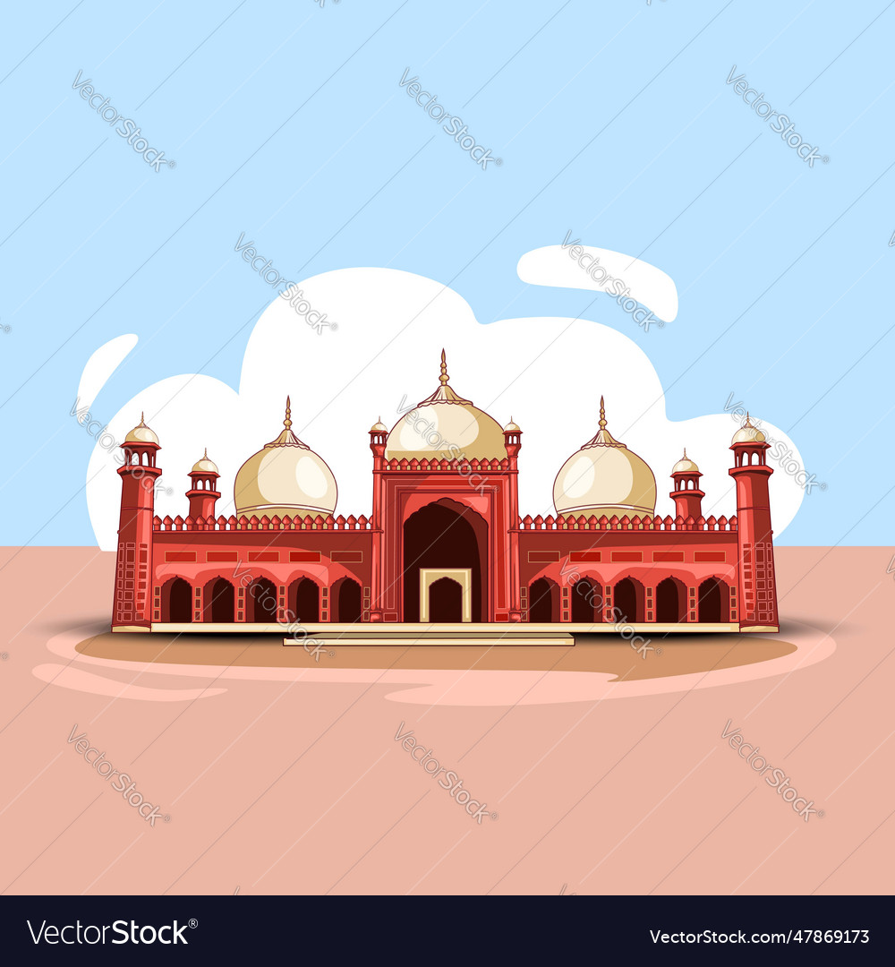 Badshahi mosque pakistan famous landmark Vector Image