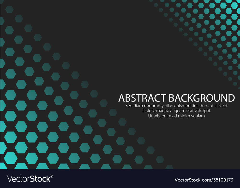 Black background with cyan color hexagonal shape vector image Black background with cyan color hexagonal shape