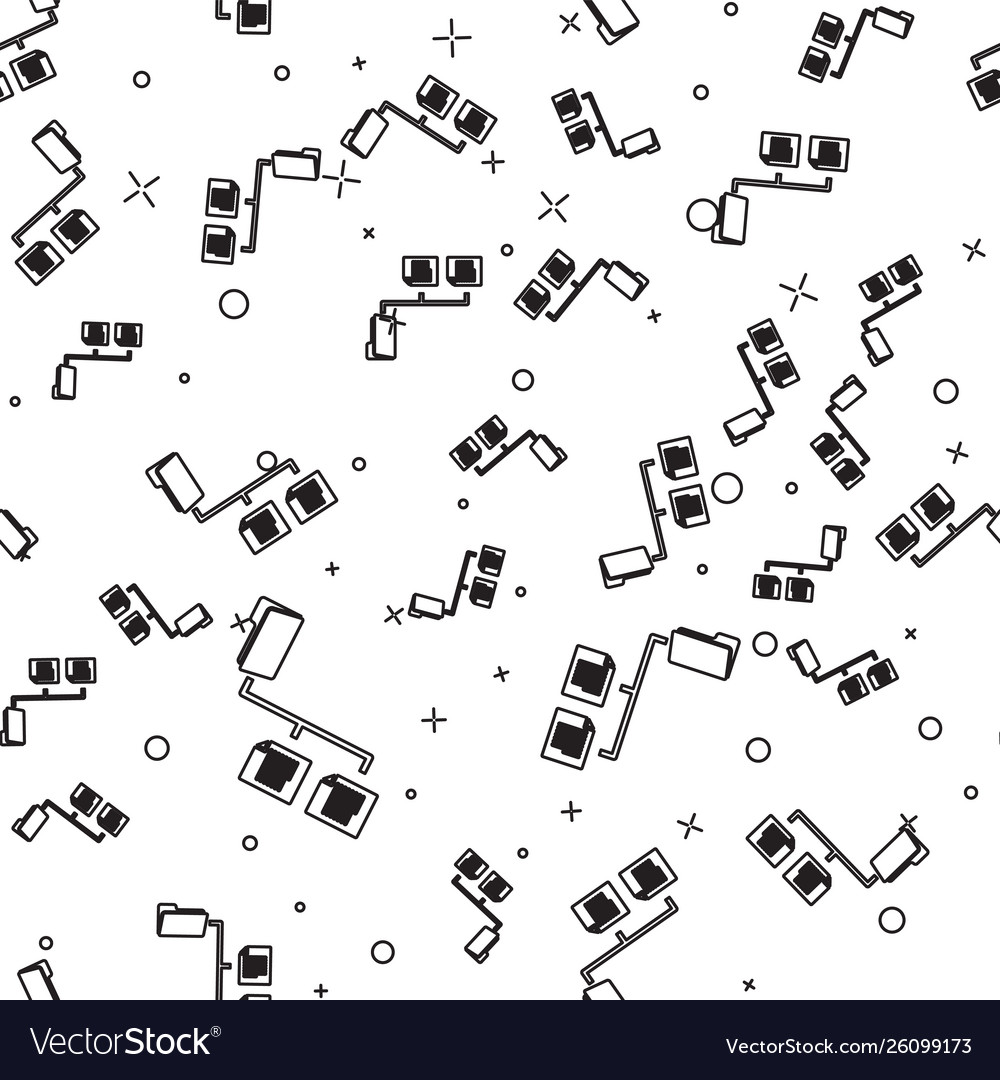 Black folder tree icon isolated seamless pattern Vector Image Black folder tree icon isolated seamless pattern