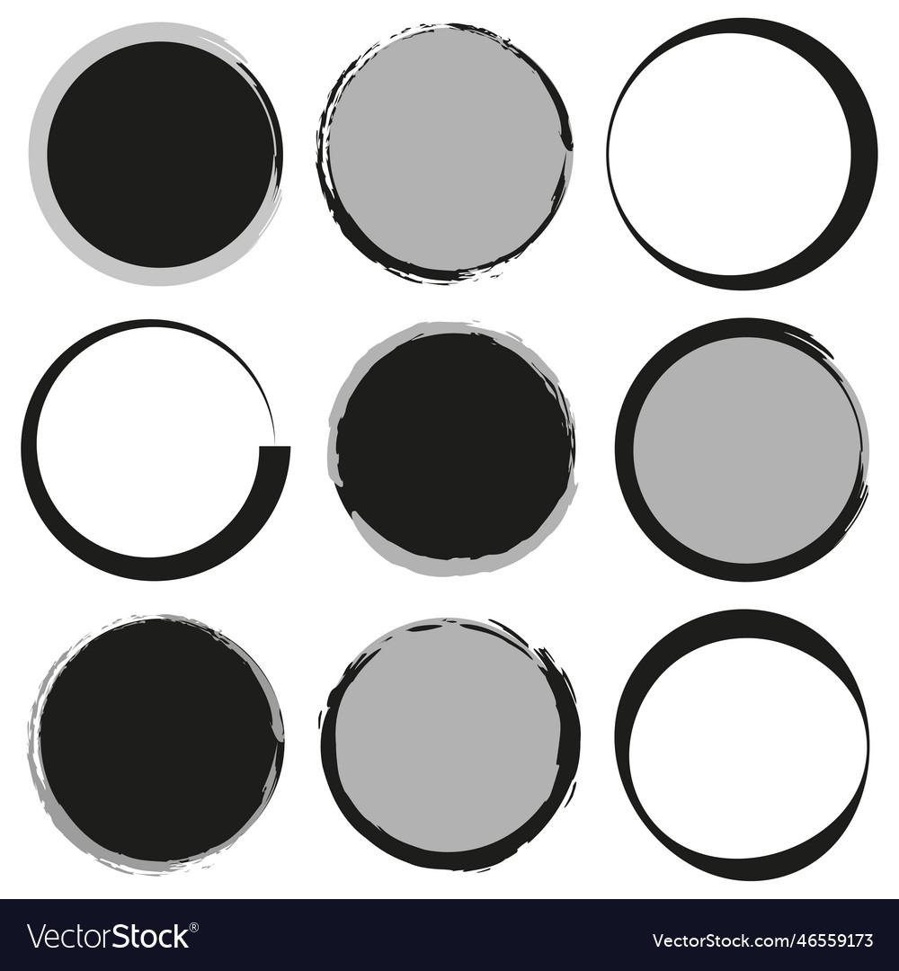 Brush circles in retro style circle frame set Vector Image Brush circles in retro style circle frame set