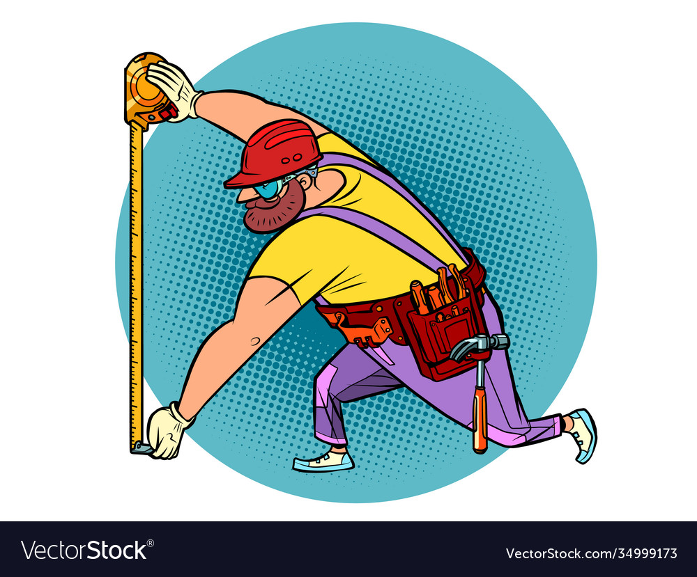 Builder with measuring tape vector image Builder with measuring tape