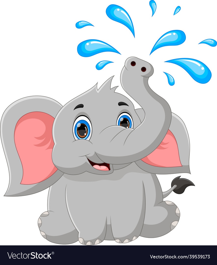 Cartoon baby elephant playing water Royalty Free Vector