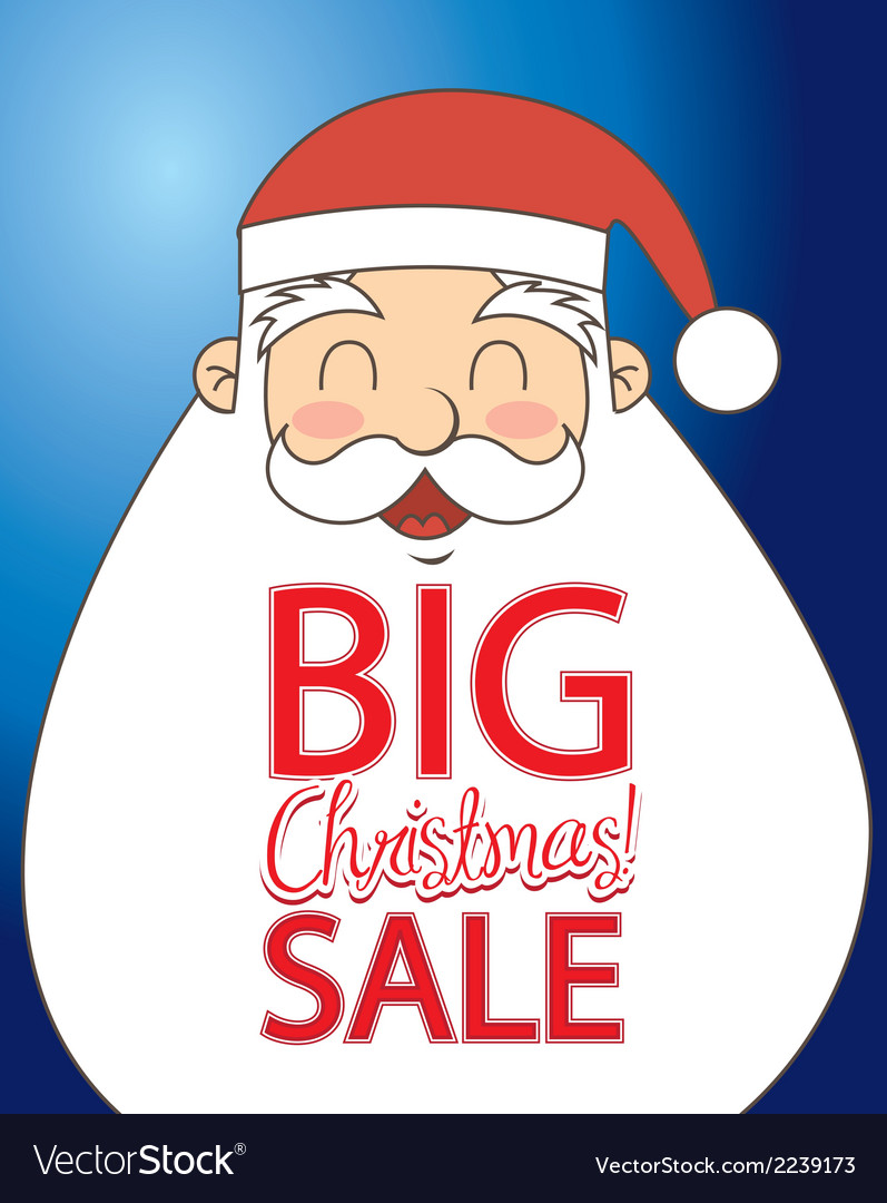 Christmas sale on a big santa over blue background