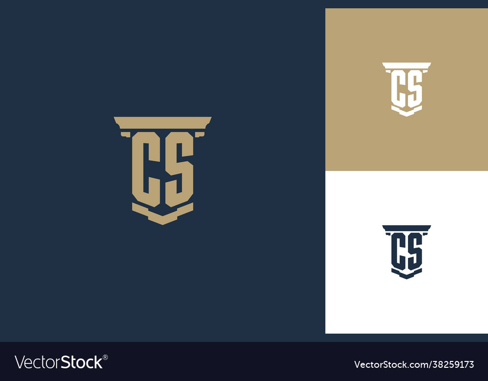 Cs monogram initials logo design with pillar icon Vector Image Cs monogram initials logo design with pillar icon