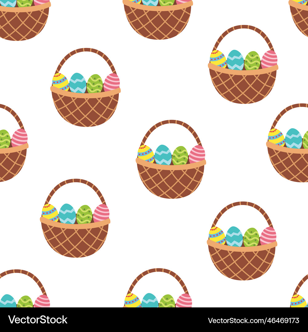Easter basket with eggs seamless pattern Vector Image