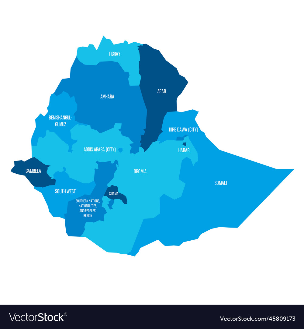 Ethiopia political map of administrative divisions