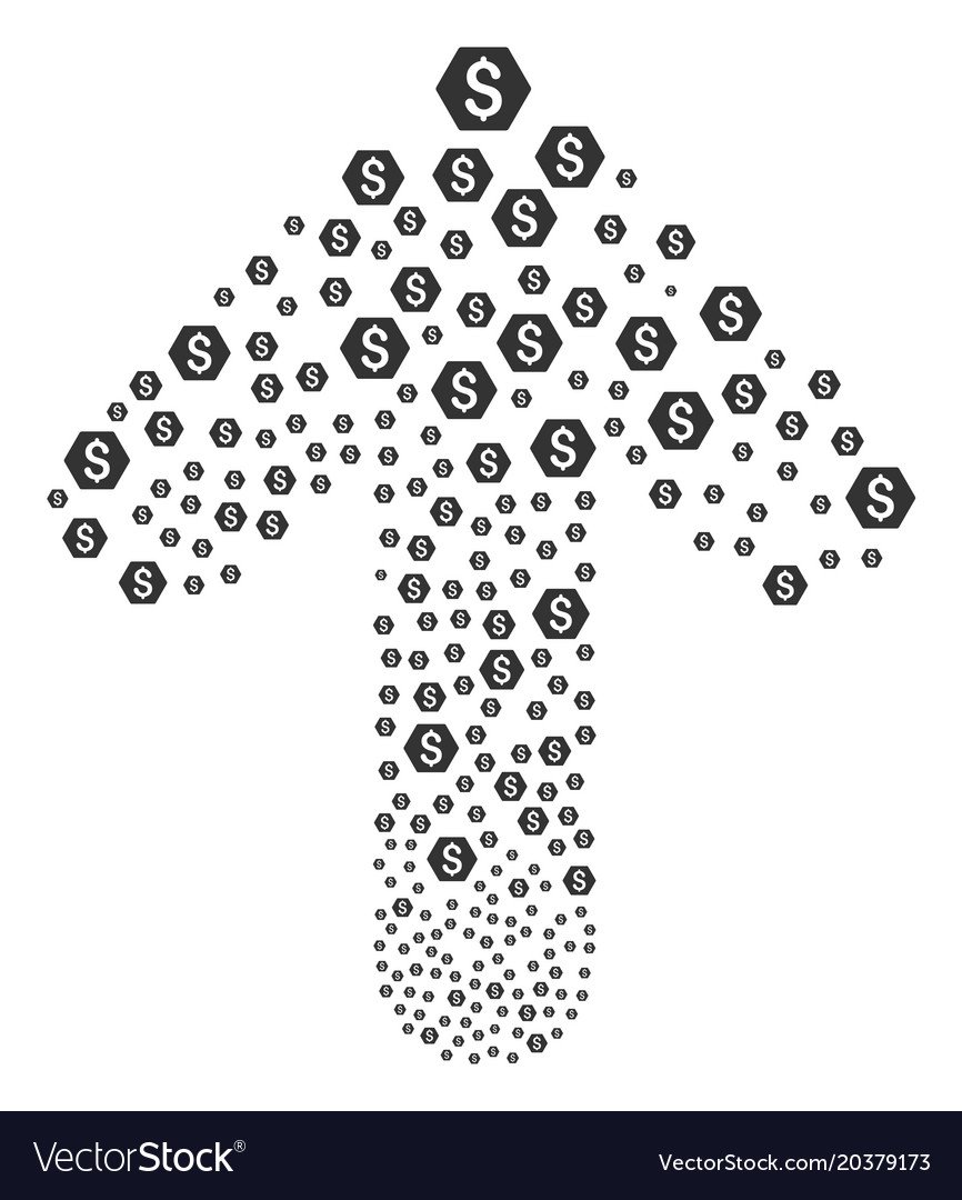 Forward pointing arrow shape with finance